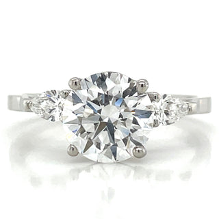 Emerie - Platinum 1.98ct Round Brilliant Laboratory Grown Diamond & Pear Side Stone Ring