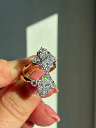 Beverly - 18ct Yellow Gold 1.33ct Laboratory Grown Marquise Halo With Round Side Stone Engagement Ring