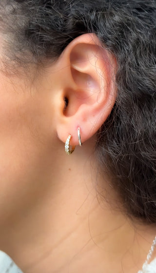 Golden Tapered Cz Hoop Earrings