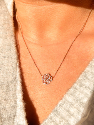 9ct Rose Gold Earth Grown Diamond Flower Pendant