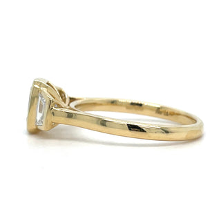 Paloma - 18ct Yellow Gold Laboratory Grown 1.74ct Bezel Set Emerald Cut Diamond With Tapered Baguette Side Stones