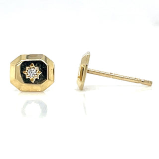 9ct Yellow Gold Hexagonal North Star Earrings With Cz