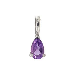 9ct White Gold Pear Birthstone Gemstone Charm