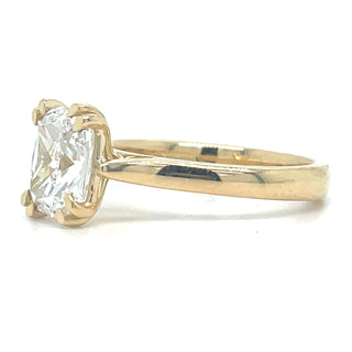 Claire - 18ct Yellow Gold 2.01ct Laboratory Grown Elongated Cushion Cut Double Claw Diamond Ring