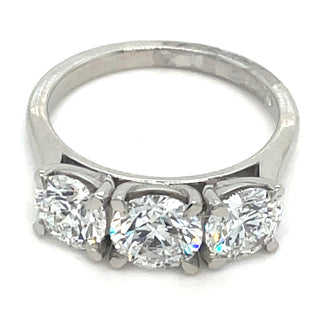 Platinum Laboratory Grown 2.56ct Three Stone Diamond Ring