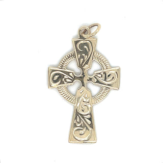 Vintage 9ct Yellow Gold Celtic Design Cross Pendant
