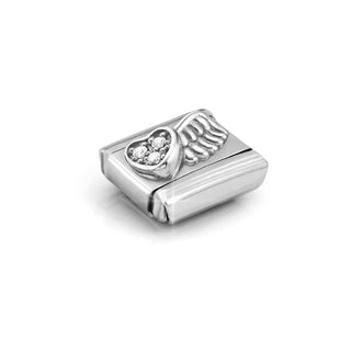 Composable Classic SYMBOLS in stainless steel ,enamel and 925 sterling silver Winged Heart With CZ