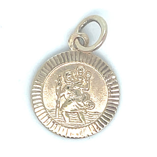 Vintage 9ct Yellow Gold Small Flat St Christopher Medal Pendant