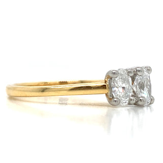 Chloe - 18ct Yellow Gold Engagement Ring with Earth Grown Oval Trilogy Platinum Head