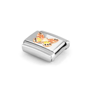 Composable Classic Symbols in stainless steel with 9k rose gold and CZ Rainbow Butterfly