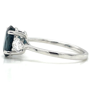 9ct White Gold Laboratory Grown Oval London Blue Topaz And Diamond Ring