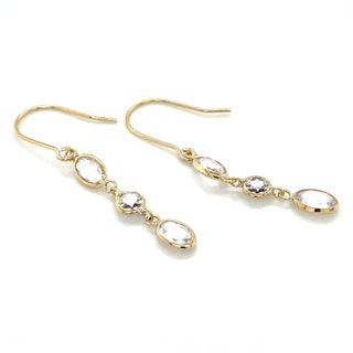 9ct Yellow Gold Round & Oval Cz Drop Earrings