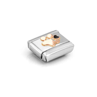Composable Classic Symbols in stainless steel with 9k rose gold and CZ Dog Pawprint
