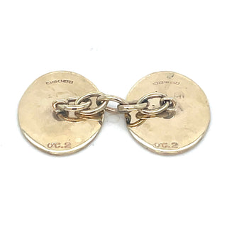 Vintage 9ct Yellow Gold Half Engraved Oval Cufflinks