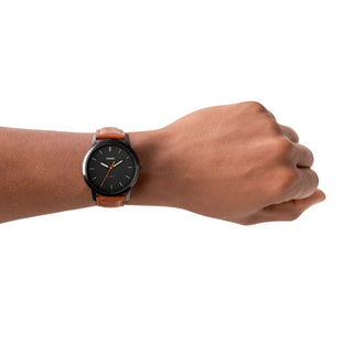 Fossil Minimalist Slim Three-Hand Light Brown Leather Watch