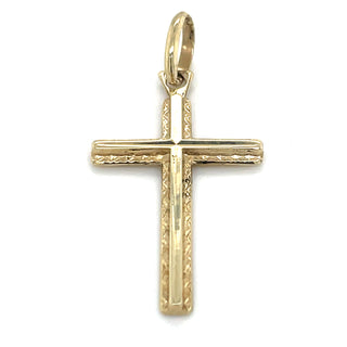 Vintage 9ct Yellow Gold Detailed Cross Pendant