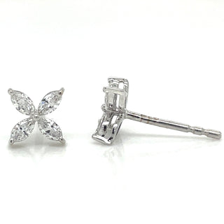 18ct White Gold Laboratory Grown 0.33ct Marquise Diamond Flower Stud Earrings