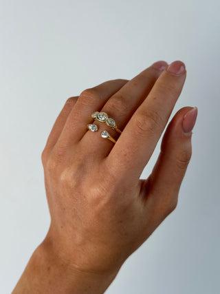 9ct Yellow Gold Bezel Set Pear 0.41ct Laboratory Grown Diamond Open Ring