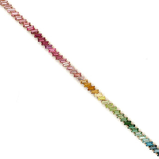 14ct Yellow Gold Earth Grown 7.33ct Rainbow Baguette Tourmaline Tennis Bracelet