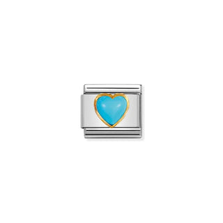 CHARM, COMPOSABLE LINK, TURQUOISE HEART STONE