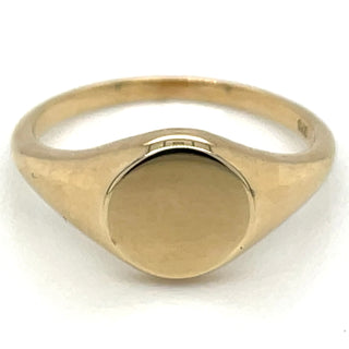 9ct Yellow Gold Plain Round Signet Ring