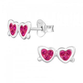 Childrens Sterling Silver Heart Shaped Sunglasses Earrings