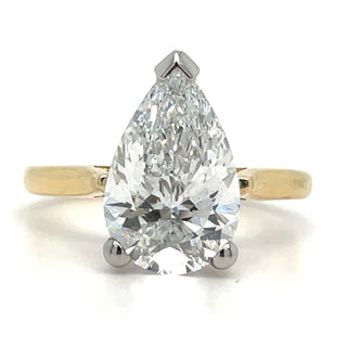 Ada - 18ct Yellow Gold 3.01ct Laboratory Grown Pear Solitaire Diamond Engagement Ring