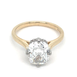 Aoife - 14ct Yellow Gold Laboratory Grown Cushion Solitaire With Hidden Diamond Halo