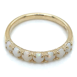 9ct Yellow Gold Round Opal Seven Stone Ring