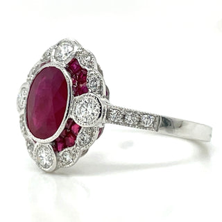 18ct White Gold Earth Grown 1.85ct Ruby And 0.39ct Diamond Ring