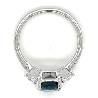 9ct White Gold Laboratory Grown Oval London Blue Topaz And Diamond Ring