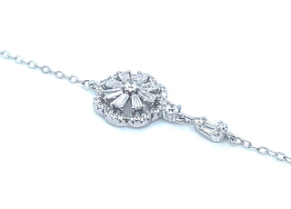 Sterling Silver Cz Flower Bracelet