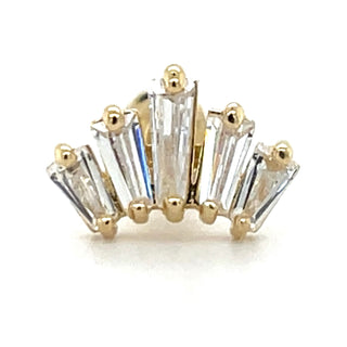 9ct Yellow Gold Tapered Baguette Cz Single Flatback Earring