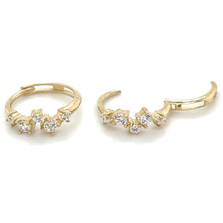 9ct Yellow Gold Scattered Cz Hoop Earrings