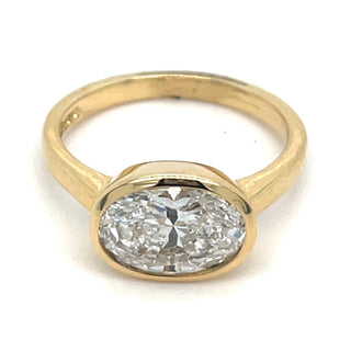 Inez - 18ct Yellow Gold Laboratory Grown 2.01ct Oval Bezel Set Diamond Ring