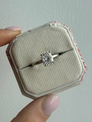 Grace - Platinum 1.59ct Laboratory Grown Elongated Cushion Cut Diamond Engagement Ring With Hidden Halo