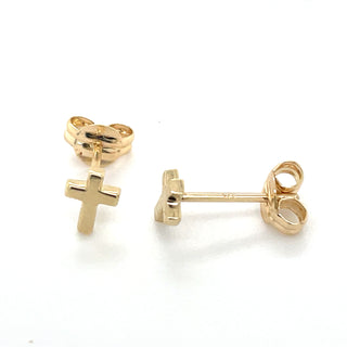 9ct Yellow Gold Petite Plain Cross Earrings