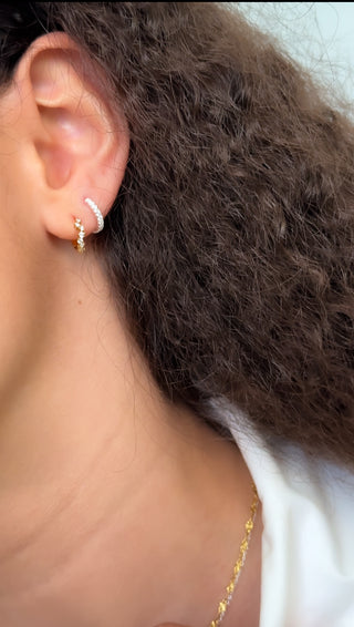 Golden Scattered Cz Hoop Earrings