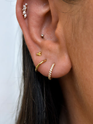 Golden Small Cz Clicker Hoop Earrings