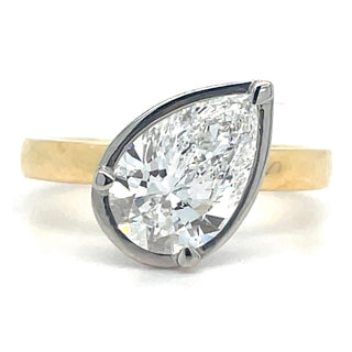 Mae- 18t Yellow Gold 2.01ct Laboratory Grown Pear Diamond Bezel Set Solitaire Engagement Ring