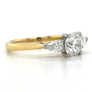 Bonnie - 18ct Yellow Gold 1.48ct Laboratory Grown Round and Pear Three Stone Diamond Engagement Ring