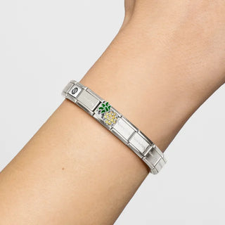 Composable Classic SYMBOLS steel, enamel and sterling silver CZ Yellow Pineapple