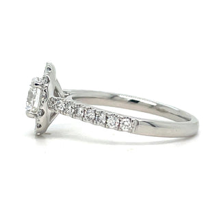 Kathryn - Platinum Laboratory Grown 1.50ct Round Brilliant Diamond Halo Engagement Ring With Castle Set Shoulders