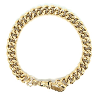 Vintage 9ct Yellow Gold Solid Chunky Curb Bracelet With an Albert Swivel Clasp