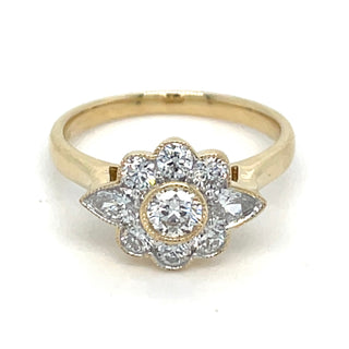 14ct Yellow Gold Floral Laboratory Grown 0.92ct Diamond Ring