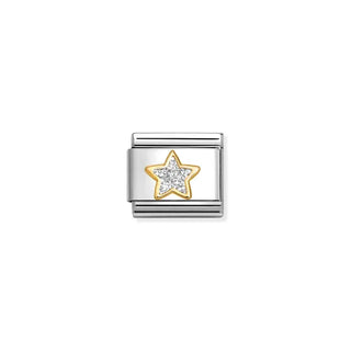 CHARM, COMPOSABLE LINK, STAR, SILVER GLITTER
