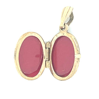 Vintage 9ct Yellow Gold Petite Half Engraved Oval Locket Pendant