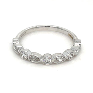 9ct White Gold 0.51ct Laboratory Grown Round & Pear Bezel Set Diamond Ring