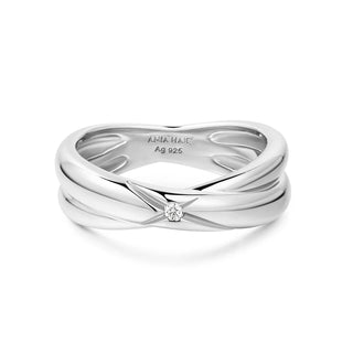 Ania Haie Silver Cross Double Ring