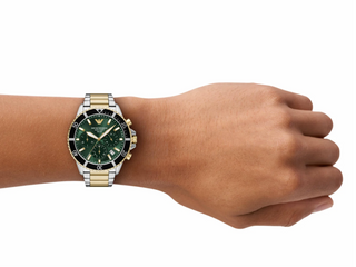 Emporio Armani World Explorer Solar Powered Two Tone Stainless Steel Watch